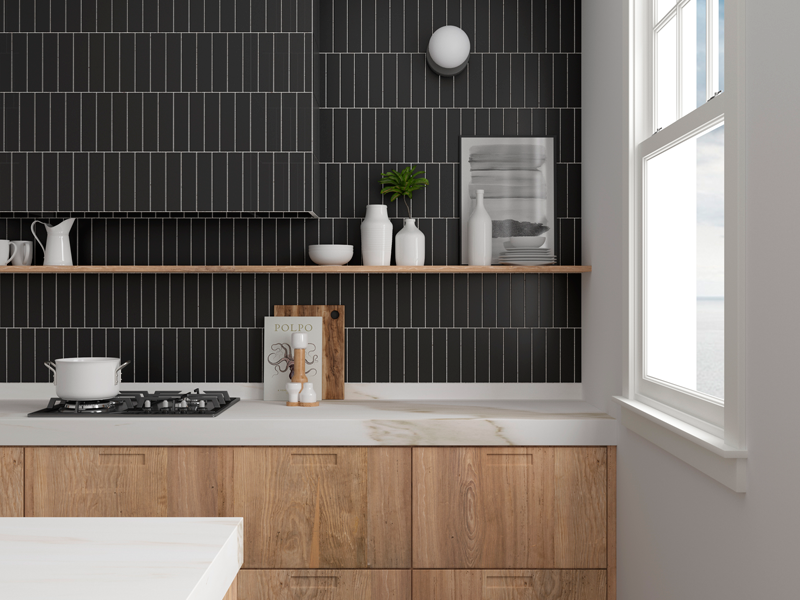 Плитка керамическая настенная 28453 COSTA NOVA Black Matt 5x20 см.