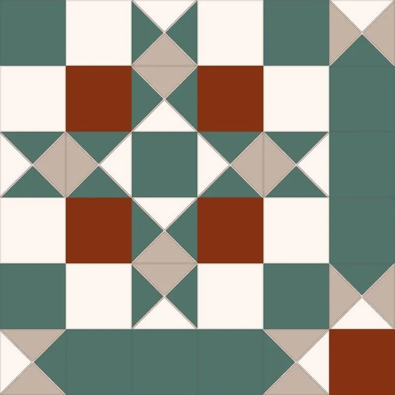 Керамогранит Nice Ker Victorian Windsor green 45.2x45.2 (7.3x7.3) микс матовый под мозаику / с орнаментом