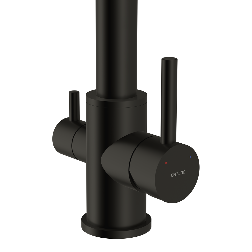 Смеситель для кухни ZEN однорычажный с подключением фильтра с гибким изливом черный