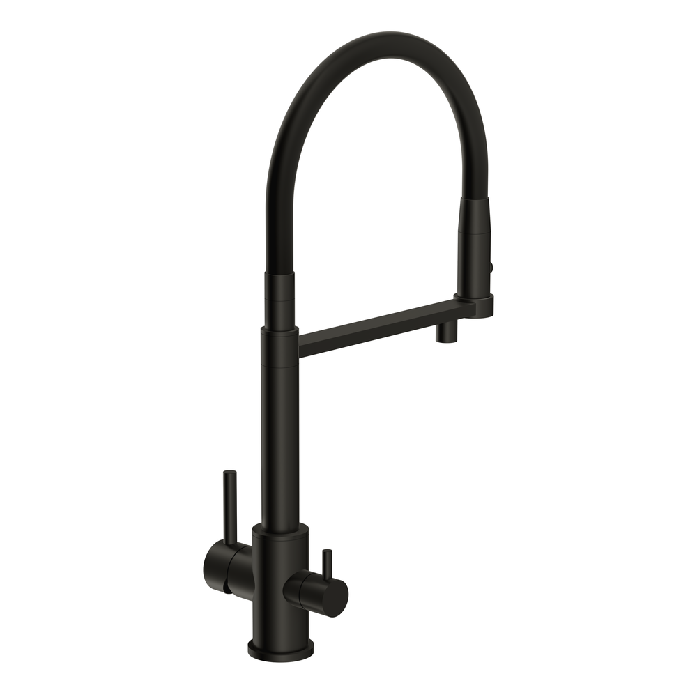 Смеситель для кухни ZEN однорычажный с подключением фильтра с гибким изливом черный