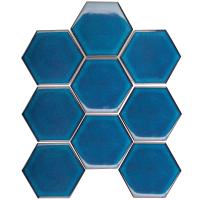 Шестиугольная мозаика Hexagon big Deep Blue Glossy 95x110 Starmosaic
