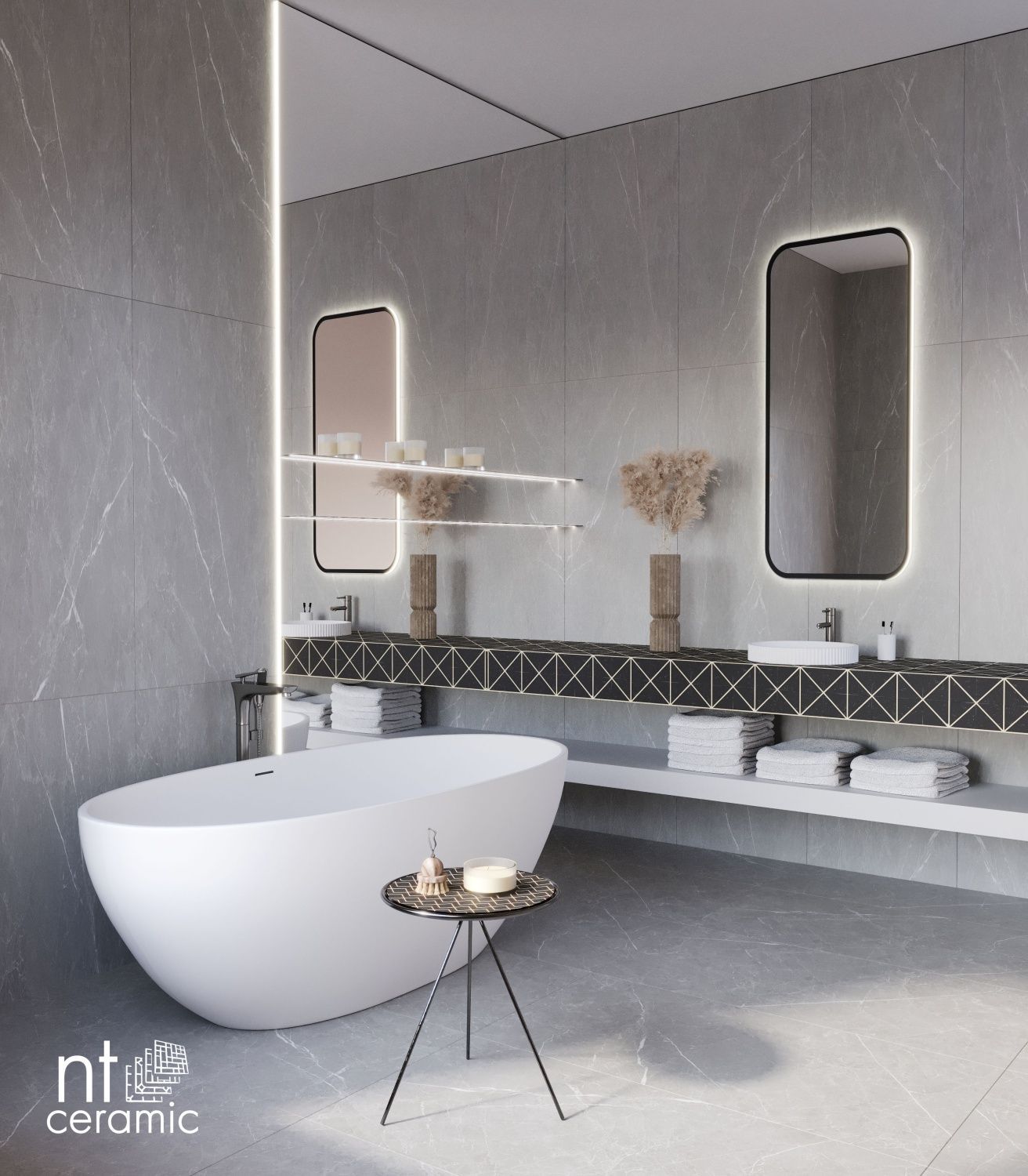 Керамогранит NT Ceramic Pietra PT6NTT1102L 60x60 лаппатированный, под серый камень