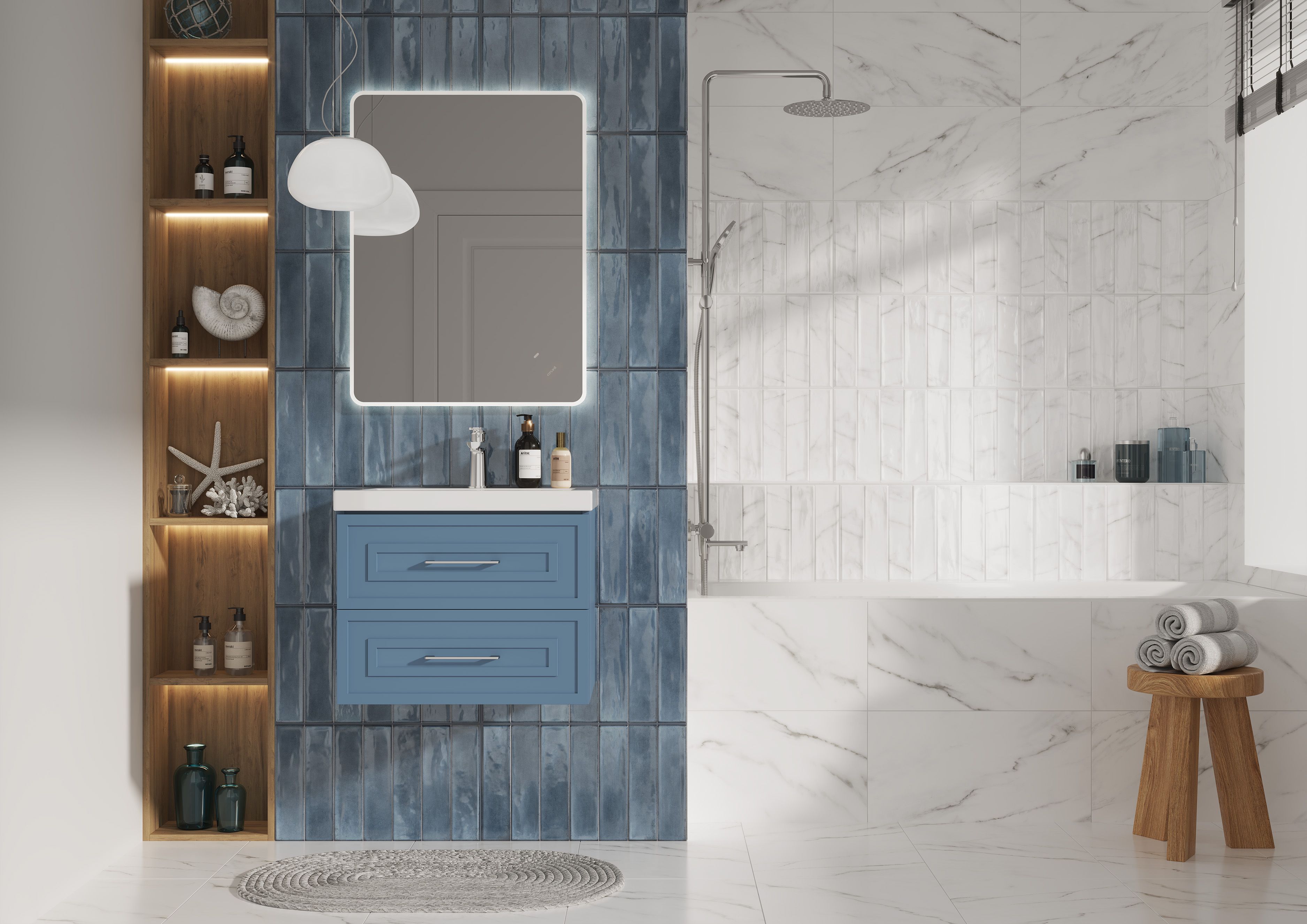 Тумба CLASSIC 80 голубой матовый (Cersanit)