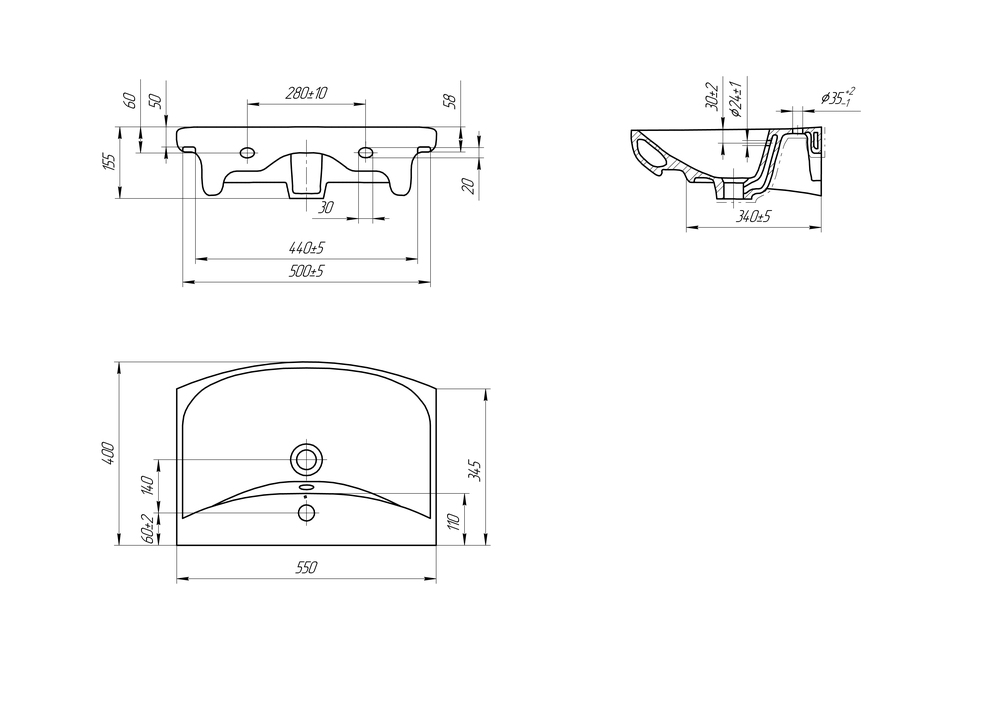 Раковина CARINA 55