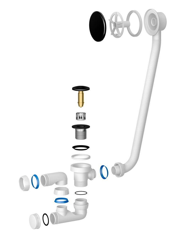 Сифон для ванны PRIME BLACK универсальный клик-клак