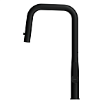 Смеситель для кухни OLIVA с п-образным выдвижным изливом шланг черный-5