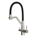 Смеситель для кухни VIVO однорычажный с фильтром с подключением фильтра с гибким изливом сатин