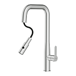 Смеситель для кухни OLIVA с п-образным выдвижным изливом шланг хром-3
