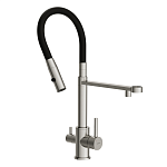 Смеситель для кухни ZEN с подключением фильтра с гибким изливом сатин-7