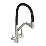 Смеситель для кухни VIVO однорычажный с фильтром с подключением фильтра с гибким изливом сатин-2