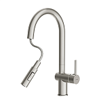 Смеситель для кухни BRASKO с выдвижным изливом сатин-7