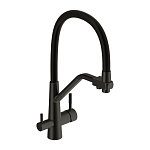 Смеситель для кухни VIVO однорычажный с подключением фильтра с гибким изливом черный-2