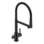 Смеситель для кухни ZEN однорычажный с подключением фильтра с гибким изливом черный-2