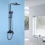 Душевая стойка ABBER Wasserfall AF8616B с изливом, черная матовая-2