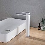 Смеситель ABBER Weiss Insel AF8011W для раковины, белый-хром-2