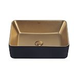 Раковина накладная ABBER Rechteck AC2212BG матовое золото с черным-2