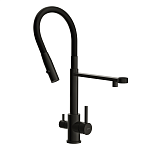 Смеситель для кухни ZEN однорычажный с подключением фильтра с гибким изливом черный-7