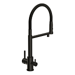 Смеситель для кухни ZEN однорычажный с подключением фильтра с гибким изливом черный-5