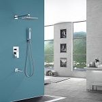 Душевая система ABBER Weiss Insel AF8017W скрытого монтажа с изливом, белый-хром-2
