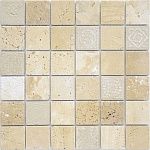 Мозаика из натурального камня Caramelle Mosaic Art Stone Art Travertino Beige MAT 48x48x8