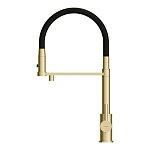 Смеситель для кухни ZEN однорычажный с подключением фильтра с гибким изливом золотой-6