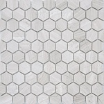 Шестиугольная мозаика Travertino silver MAT hex 18x30x6 (ПУ) (Caramelle Mosaic)