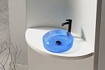 Раковина накладная стеклянная ABBER Glas AK2301DB синяя-2