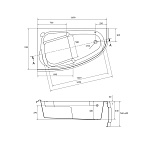 Ванна асимметричная JOANNA 160*95 правая-6
