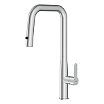 Смеситель для кухни OLIVA с п-образным выдвижным изливом шланг хром-2