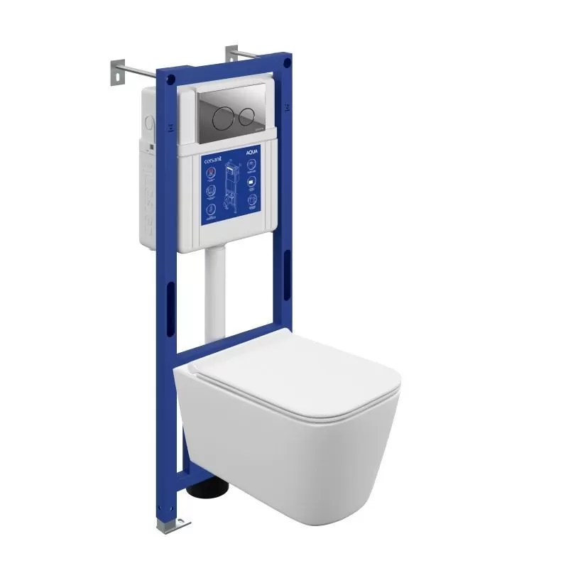 Комплект CREA VORTEX DPL EO slim инсталляция AQUA 40 SMART M кнопка TWINS пластик хром глянцевый