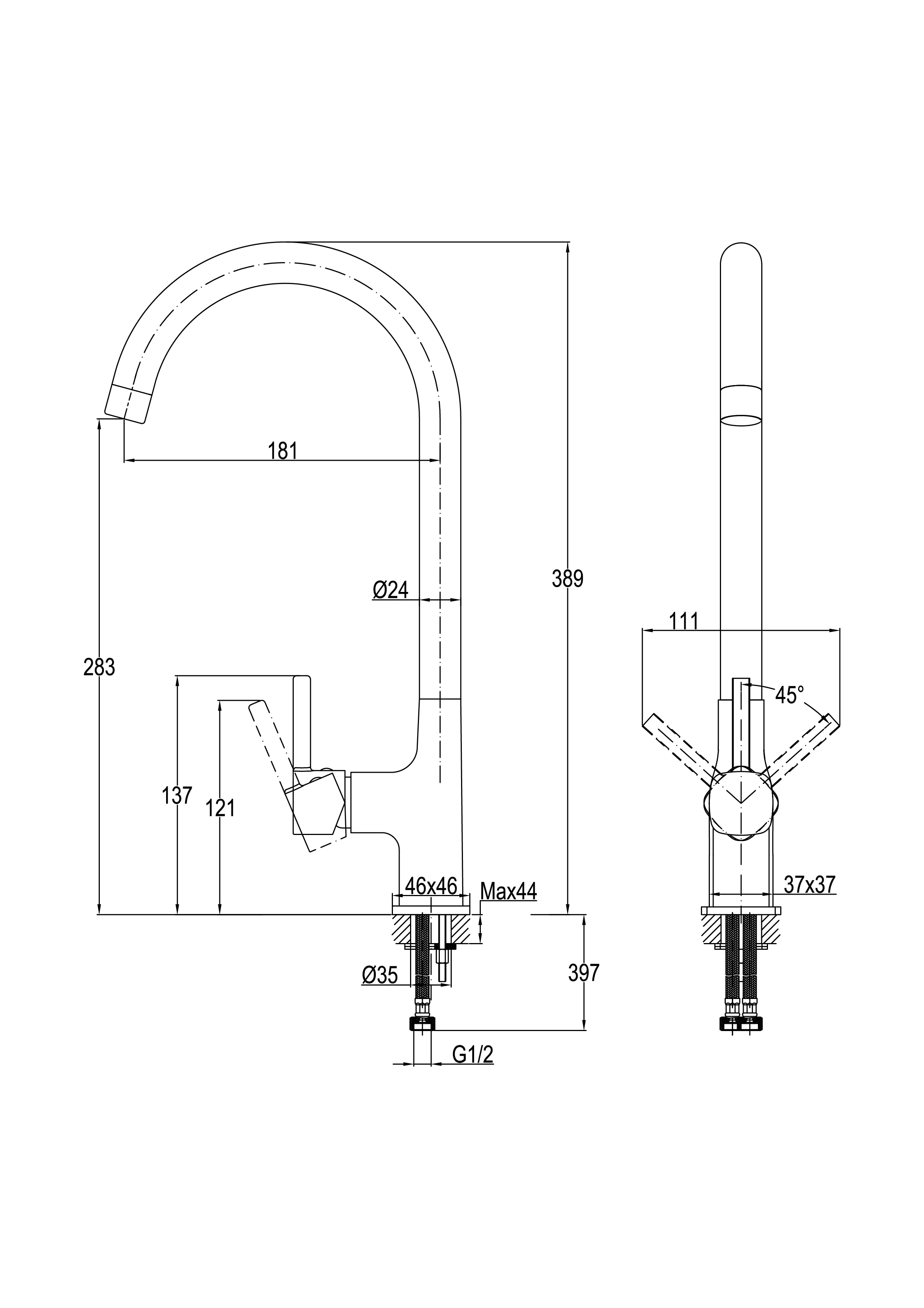 Смеситель для кухни ELIO черный
