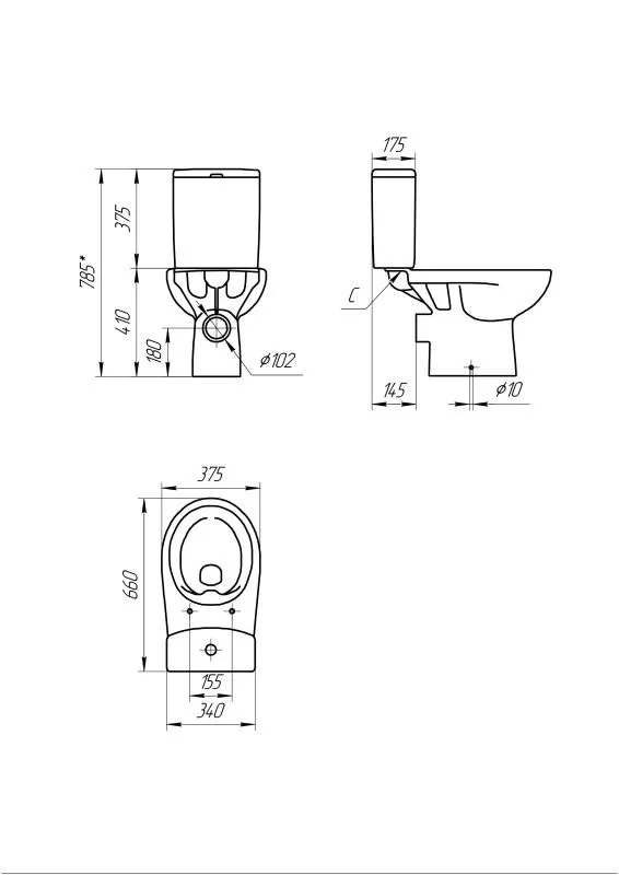 Унитаз-компакт NATURE Clean On 011 3/5 DPL EO slim