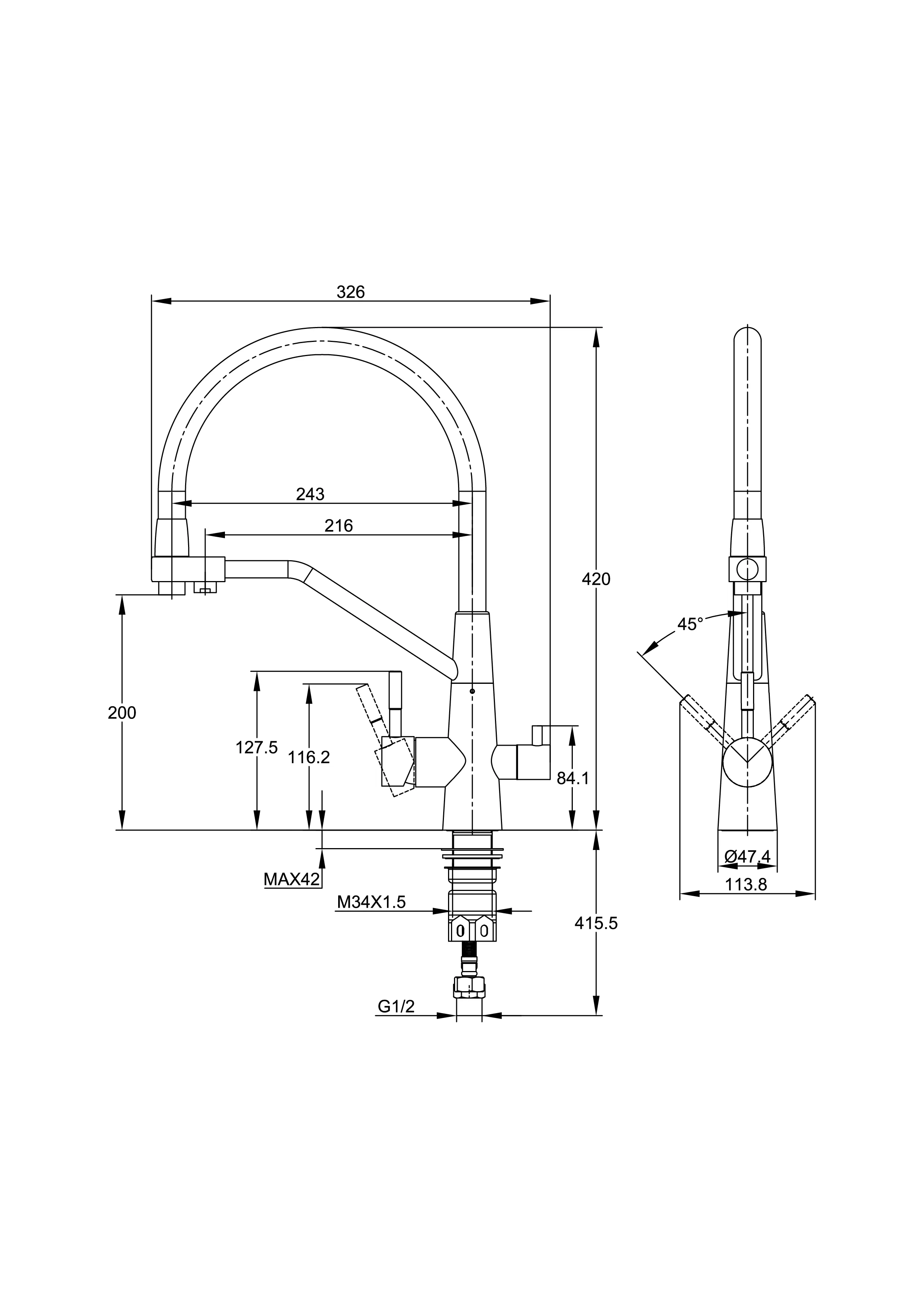 Смеситель для кухни VIVO хром