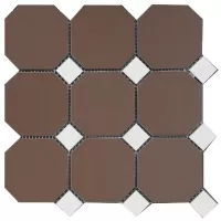 Петергоф Октагон 9.6*9.6 коричневый с белыми вставками (006/001) 29.2*29.2, Keramark