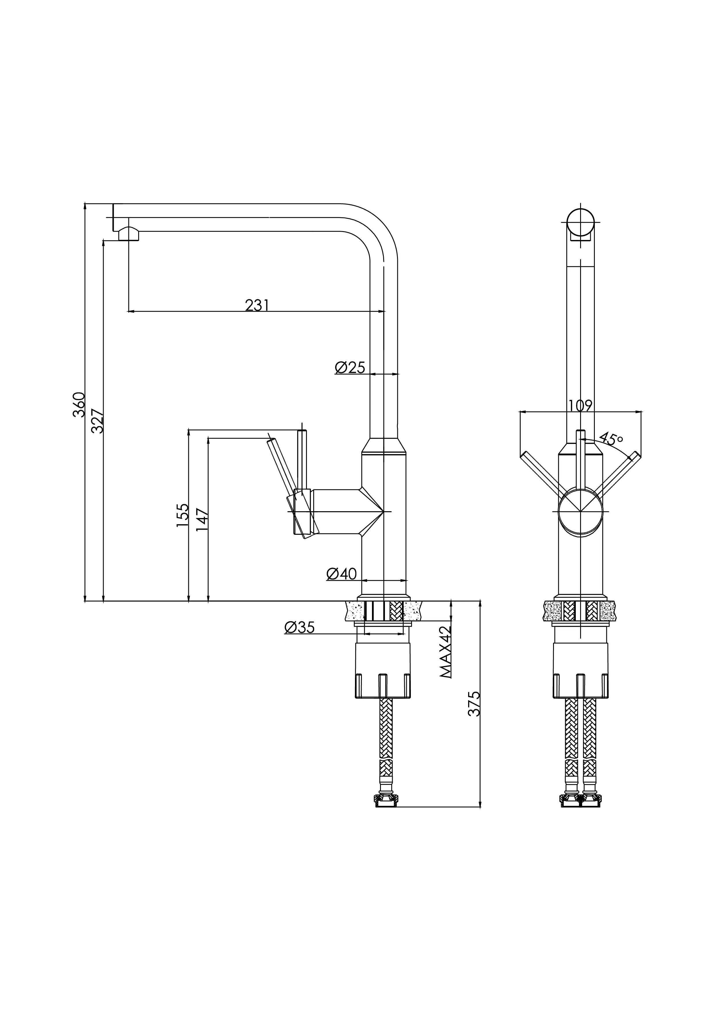 Смеситель для кухни FLAVIS сатин