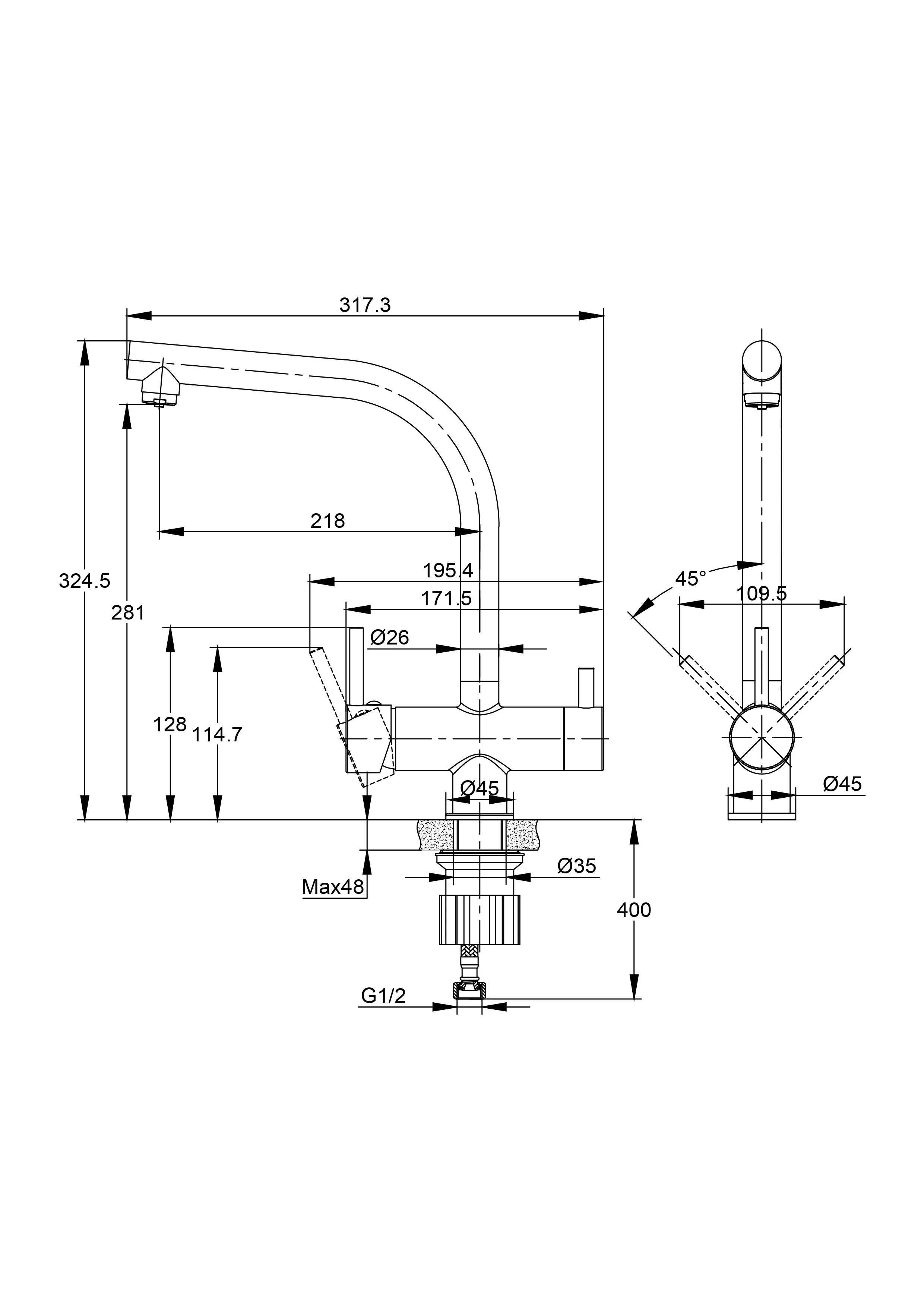 Смеситель для кухни CREA черный