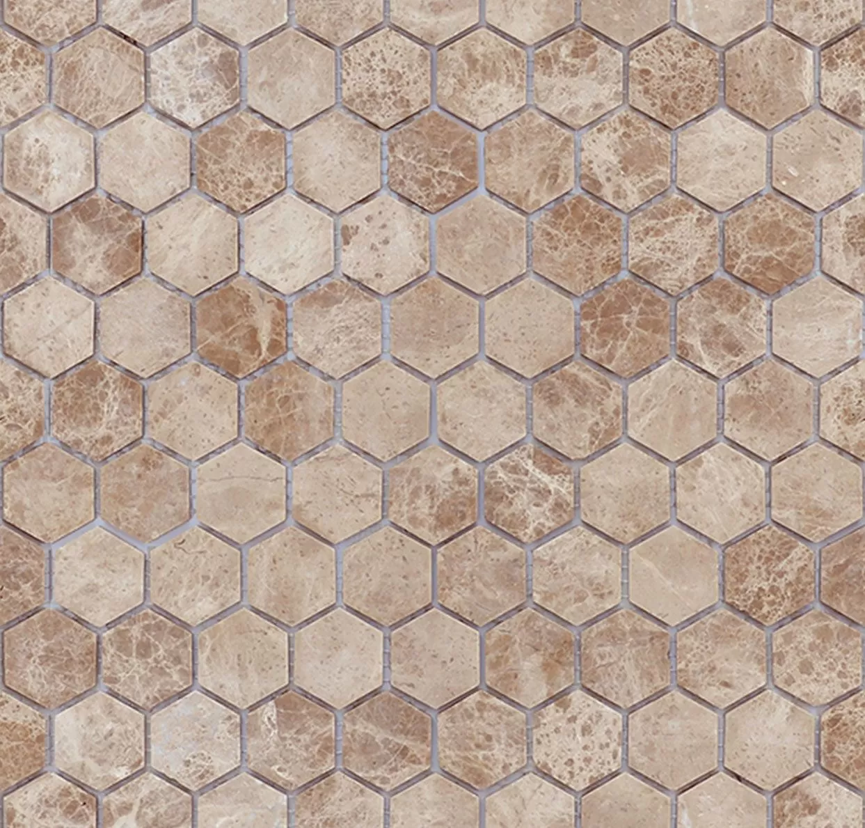 Шестиугольная мозаика Emperador light MAT hex 18x30x6 (Caramelle Mosaic)