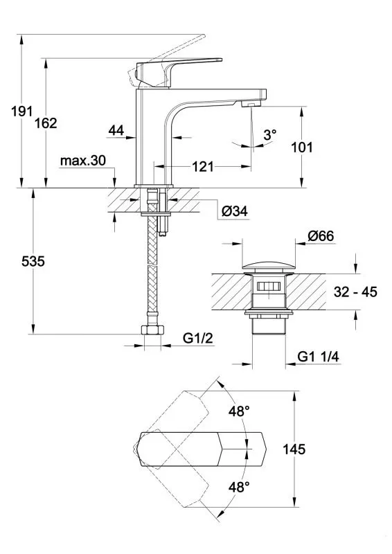 Смеситель WISLA для раковины с клик-клак