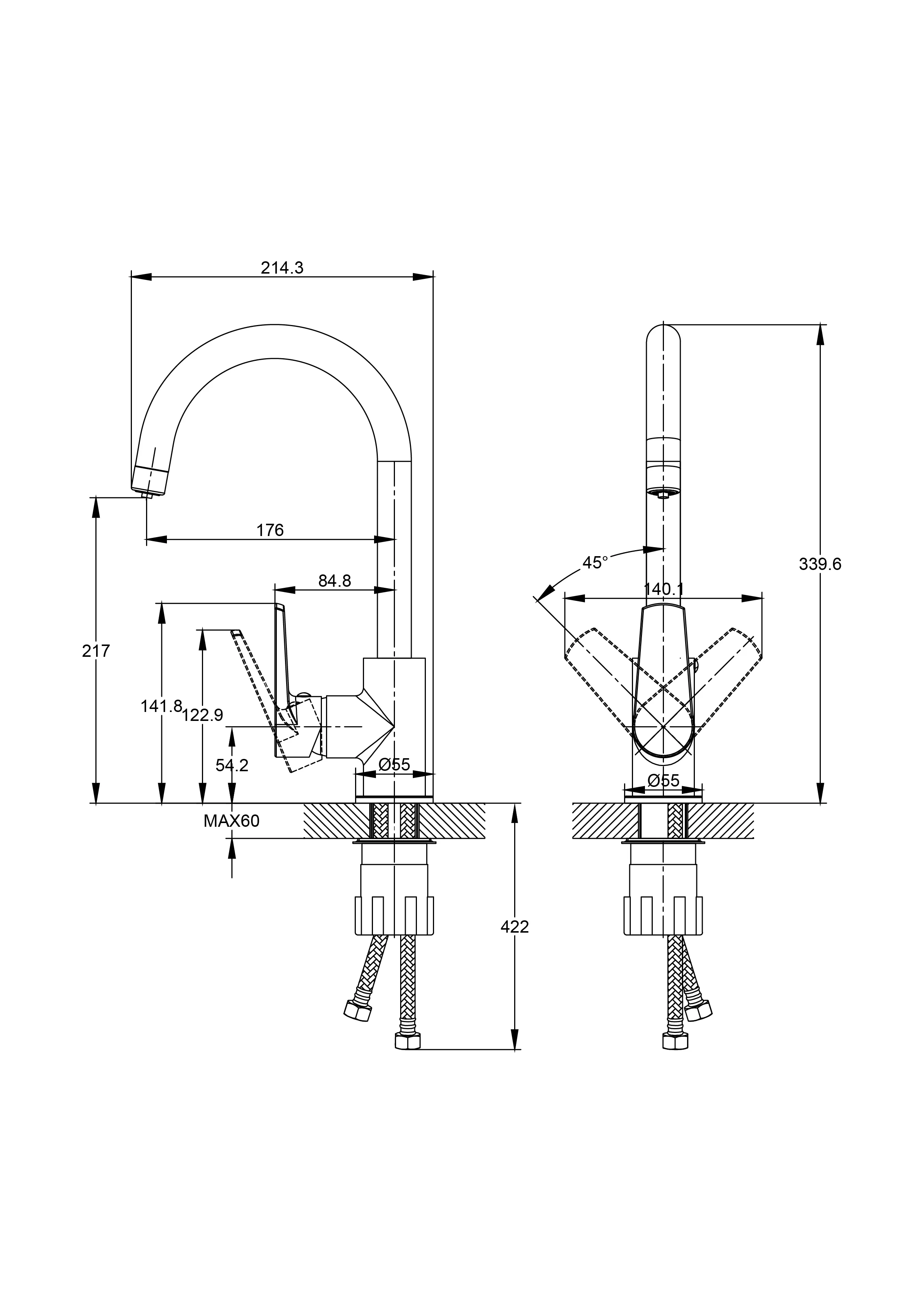 Смеситель для кухни MODUO с фильтром черный