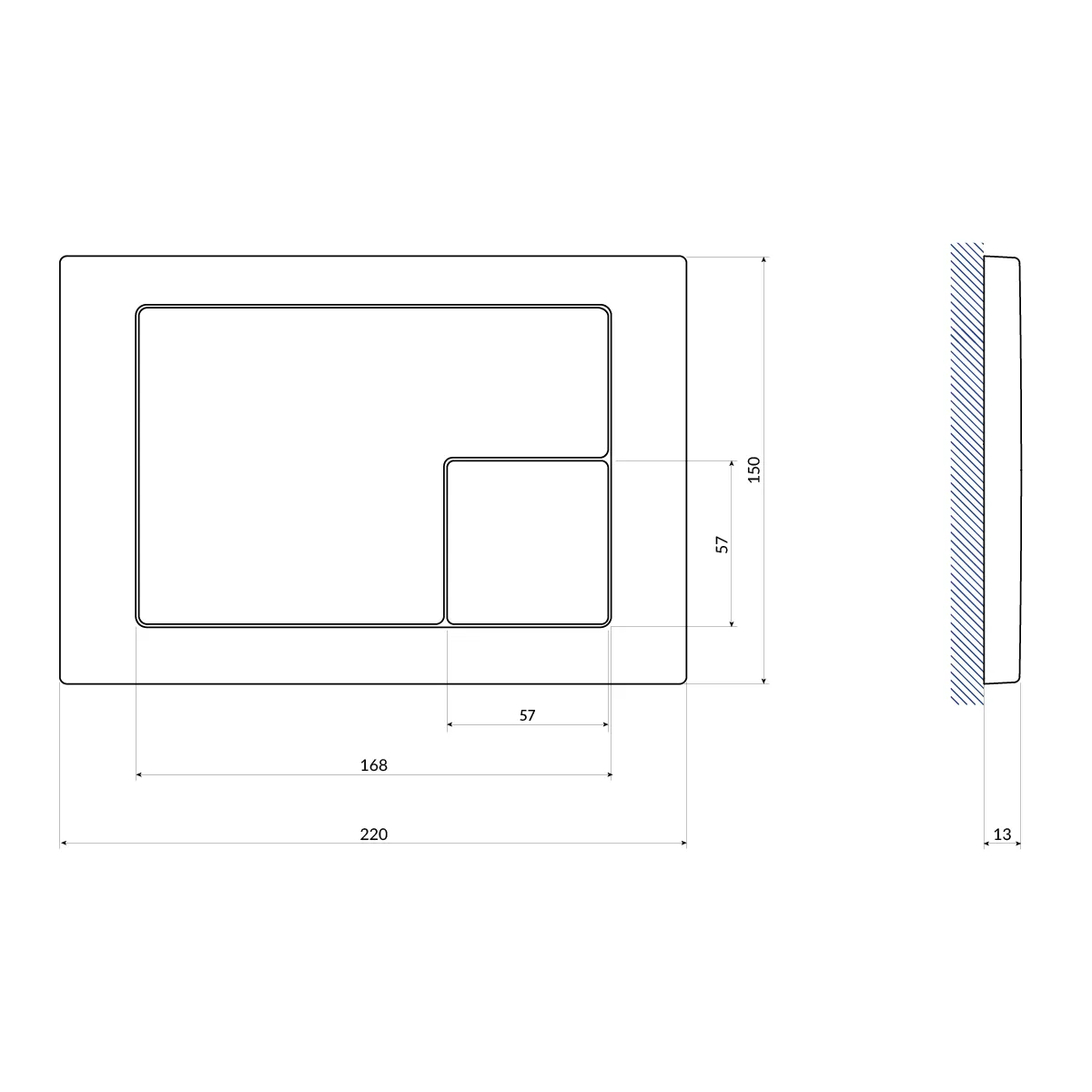 Кнопка CORNER пластик черный матовый (Cersanit)